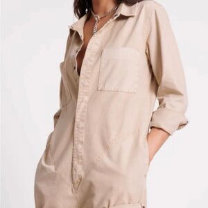 One Teaspoon Tan canvas prophecy jumpsuit size xs 100%cotton